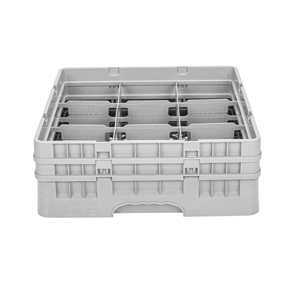 Restaurantware Clean Tek Professional Gray Glass Rack - 9 Compartments 1 Full Drop And 1 Half Drop Extender - 19 3/4" X 19 3/4" X 7 1/4" - 1 Count Box