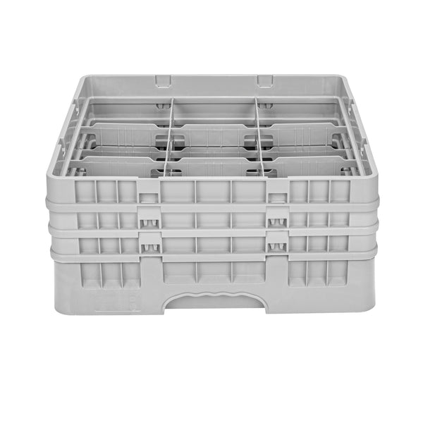 Restaurantware Clean Tek Professional Gray Glass Rack - 9 Compartments 1 Full Drop And 2 Half Drop Extenders - 19 3/4" X 19 3/4" X 8 3/4" - 1 Count Box