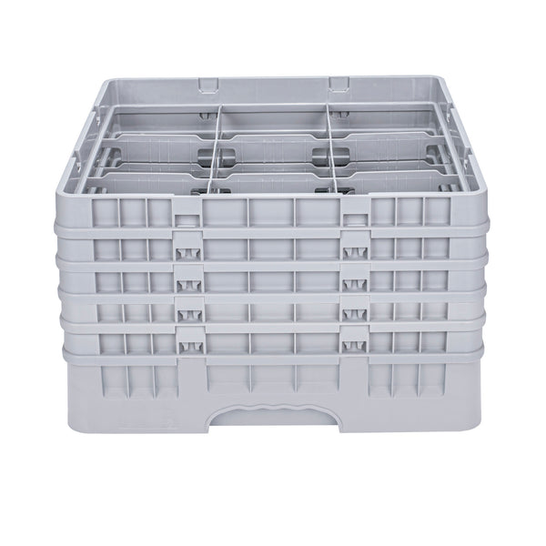 Restaurantware Clean Tek Professional Gray Glass Rack - 9 Compartments 1 Full Drop And 4 Half Drop Extenders - 19 3/4" X 19 3/4" X 12 1/4" - 1 Count Box