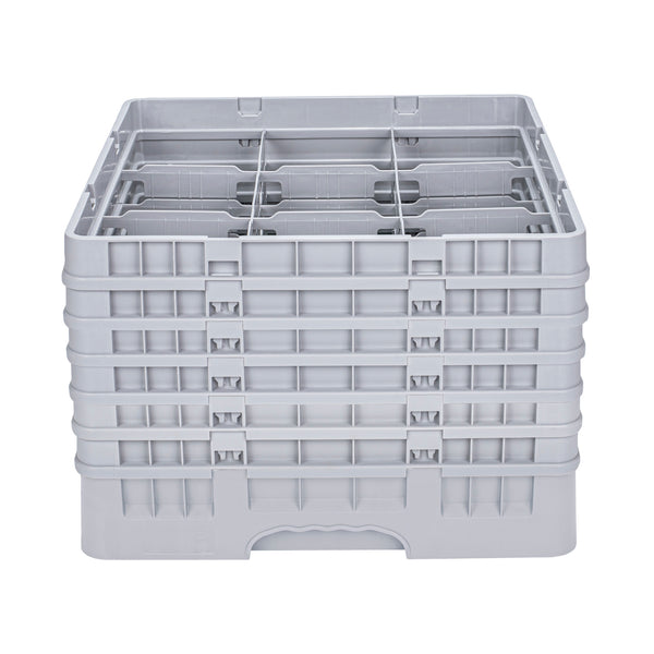 Restaurantware Clean Tek Professional Gray Glass Rack - 9 Compartments 1 Full Drop And 5 Half Drop Extenders - 19 3/4" X 19 3/4" X 13 3/4" - 1 Count Box