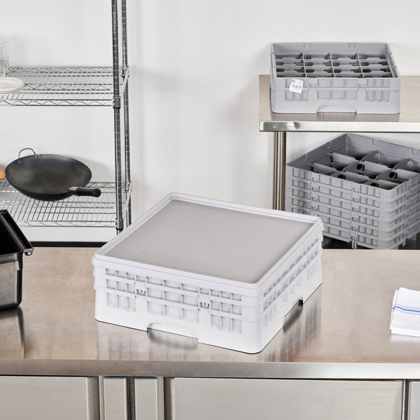 Restaurantware Clean Tek Professional Gray Glass Rack Cover - 19 3/4" X 19 3/4" X 1 1/2" - 1 Count Box