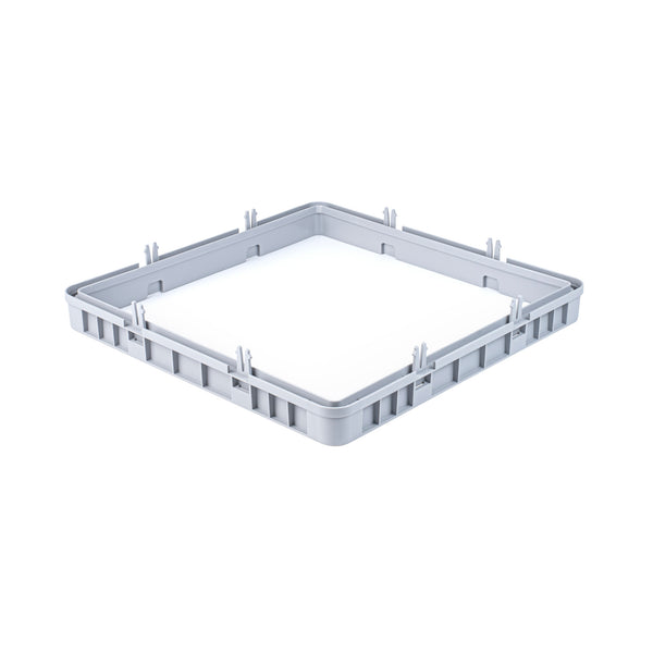 Restaurantware Clean Tek Professional Gray Glass Rack Extender - Closed Sides - 19 3/4" X 19 3/4" X 3" - 1 Count Box