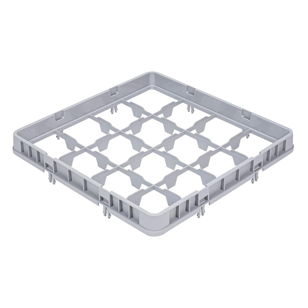 restaurantware Clean Tek Professional Gray Half Drop Extender - 16 Compartments - 19 3/4" x 19 3/4" x 3" - 1 count box
