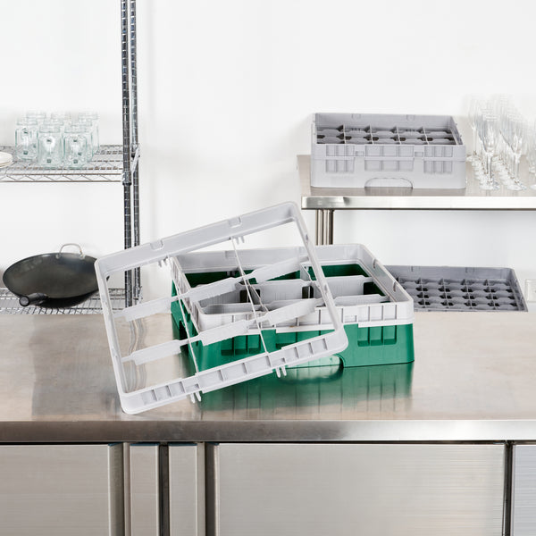 Restaurantware Clean Tek Professional Gray Half Drop Extender - 9 Compartments - 19 3/4" X 19 3/4" X 3" - 1 Count Box