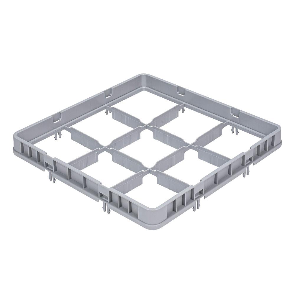 restaurantware Clean Tek Professional Gray Half Drop Extender - 9 Compartments - 19 3/4" x 19 3/4" x 3" - 1 count box
