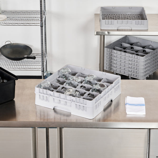 Restaurantware Clean Tek Professional Gray Half Drop Full Size Cup Extender - 20 Compartments - 19 3/4" X 19 3/4" X 3" - 1 Count Box
