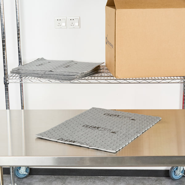 Restaurantware Clean Tek Professional Gray Universal Sorbent Pad - Extra Duty Perforated - 15" X 19" - 100 Count Box