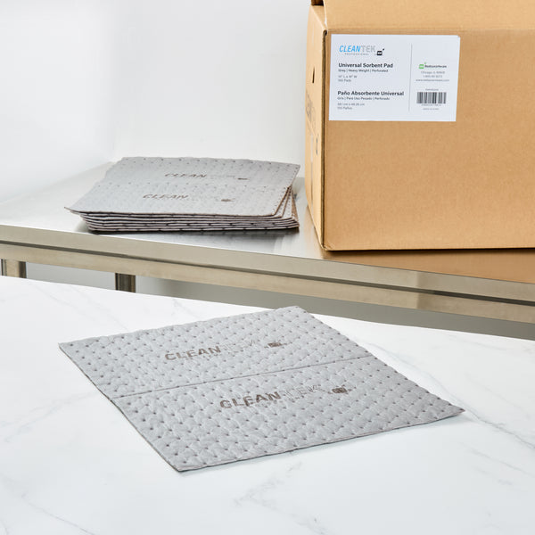 Restaurantware Clean Tek Professional Gray Universal Sorbent Pad - Heavy Weight Perforated - 15" X 19" - 100 Count Box