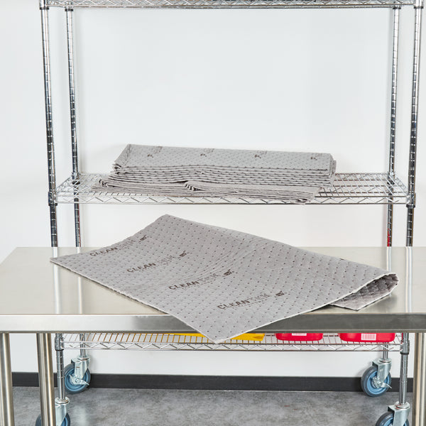 Restaurantware Clean Tek Professional Gray Universal Sorbent Pad - Heavy Weight Perforated - 30" X 30" - 50 Count Box