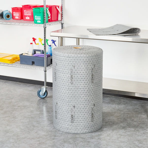 Restaurantware Clean Tek Professional Gray Universal Sorbent Roll - Heavy Weight Perforated - 150' X 30" - 1 Count Box