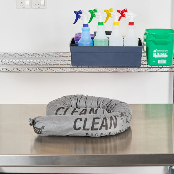 Restaurantware Clean Tek Professional Gray Universal Sorbent Sock - Heavy Duty - 4' X 3" - 20 Count Box