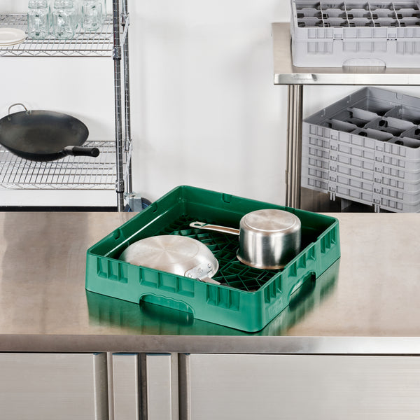 Restaurantware Clean Tek Professional Green Base Rack - With Closed Sides - 19 3/4" X 19 3/4" X 4" - 1 Count Box