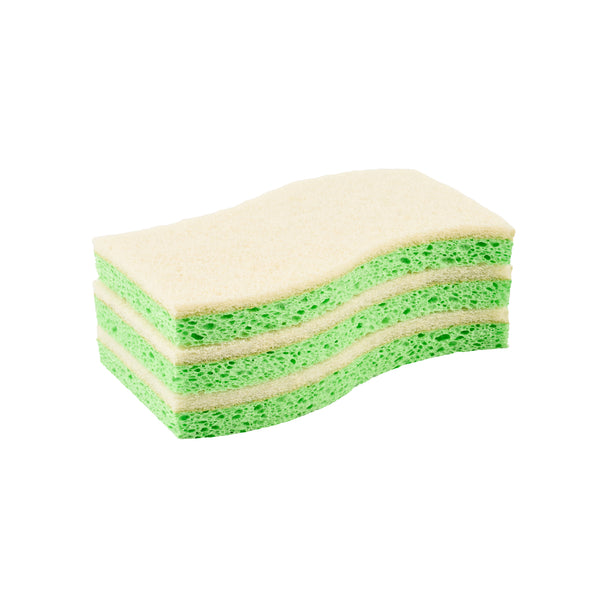 Restaurantware Clean Tek Professional Green Cellulose Sponge / White Light-Duty Scouring Pad Combo - 6" X 3 1/2" X 3/4" - 60 Count Box
