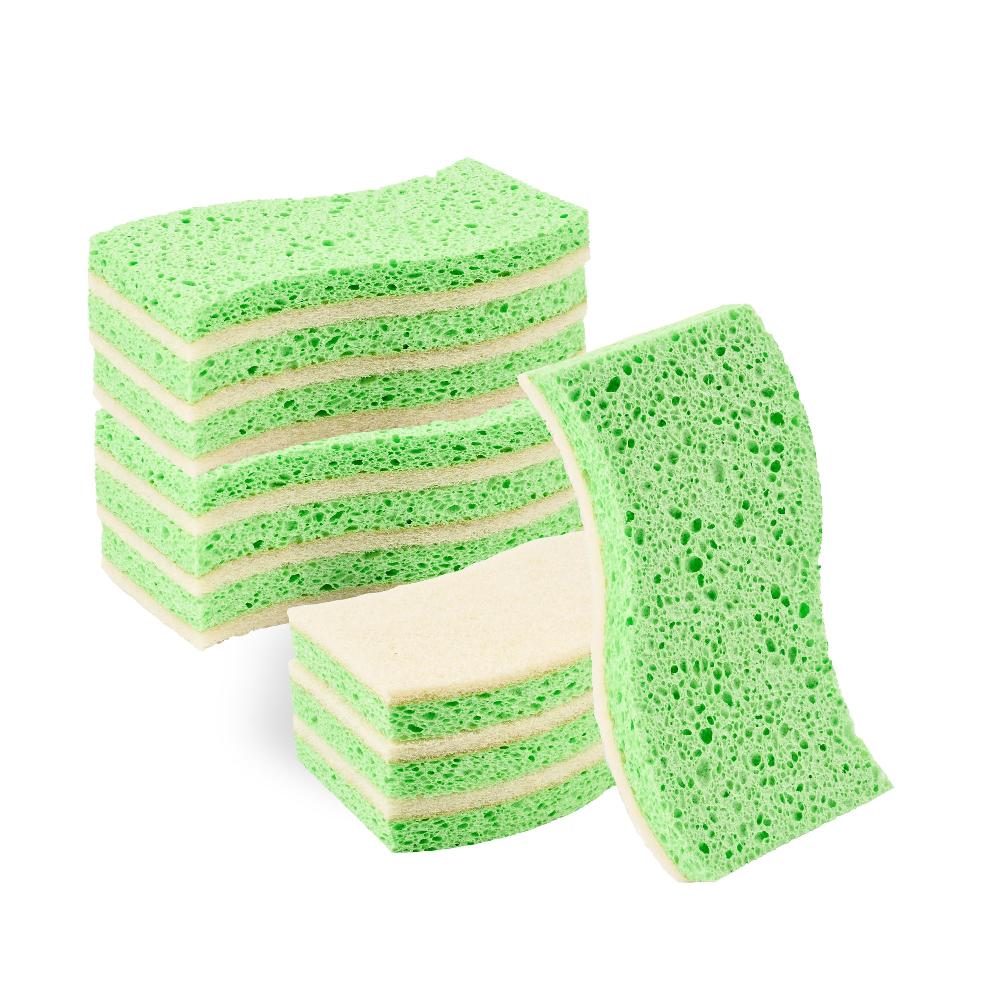 restaurantware Clean Tek Professional Green Cellulose Sponge / White Light-Duty Scouring Pad Combo - 6" x 3 1/2" x 3/4" - 60 count box