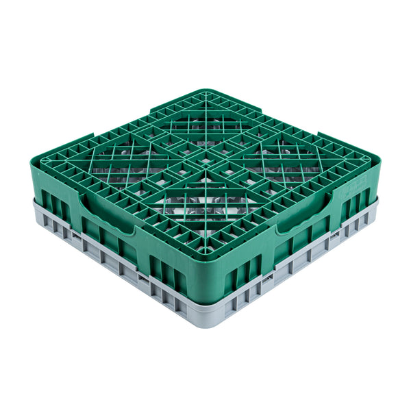 Restaurantware Clean Tek Professional Green Glass Rack - 16 Compartments 1 Full Drop Extender - 19 3/4" X 19 3/4" X 5 3/4" - 1 Count Box