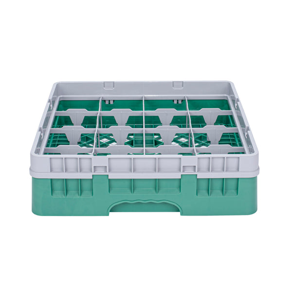 Restaurantware Clean Tek Professional Green Glass Rack - 16 Compartments 1 Full Drop Extender - 19 3/4" X 19 3/4" X 5 3/4" - 1 Count Box