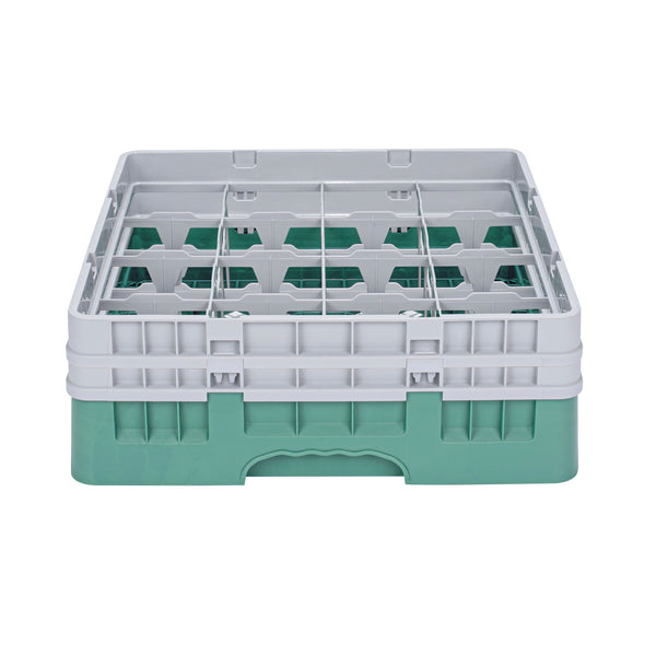 Restaurantware Clean Tek Professional Green Glass Rack - 16 Compartments 1 Full Drop And 1 Half Drop Extender - 19 3/4" X 19 3/4" X 7 1/4" - 1 Count Box