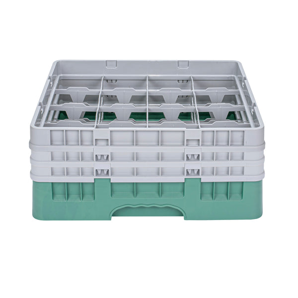 Restaurantware Clean Tek Professional Green Glass Rack - 16 Compartments 1 Full Drop And 2 Half Drop Extenders - 19 3/4" X 19 3/4" X 8 3/4" - 1 Count Box