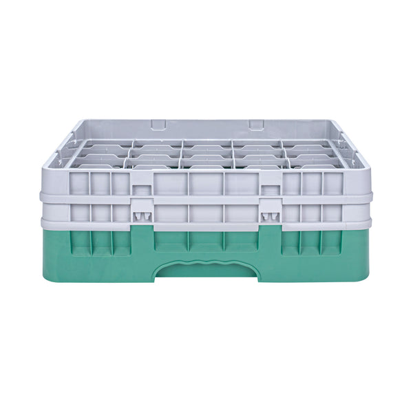 Restaurantware Clean Tek Professional Green Glass Rack - 25 Compartments 1 Full Drop And 1 Half Drop Extender - 19 3/4" X 19 3/4" X 7 1/4" - 1 Count Box