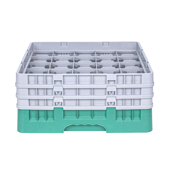 Restaurantware Clean Tek Professional Green Glass Rack - 25 Compartments 1 Full Drop And 2 Half Drop Extenders - 19 3/4" X 19 3/4" X 8 3/4" - 1 Count Box