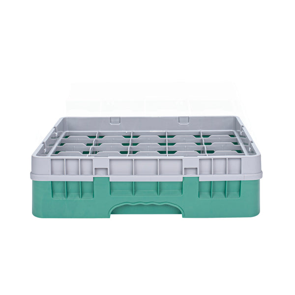 Restaurantware Clean Tek Professional Green Glass Rack - 25 Compartments 1 Full Drop Extender - 19 3/4" X 19 3/4" X 5 3/4" - 1 Count Box