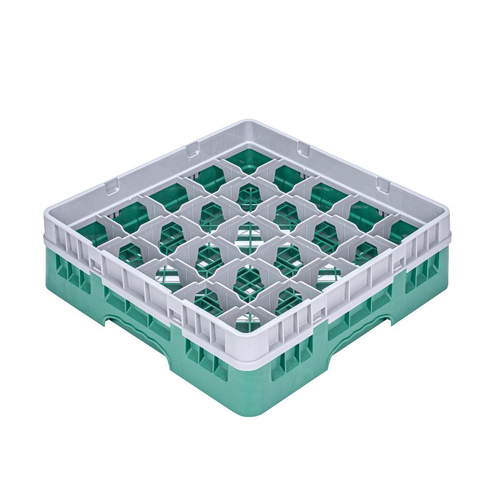 restaurantware Clean Tek Professional Green Glass Rack - 25 Compartments 1 Full Drop Extender - 19 3/4" x 19 3/4" x 5 3/4" - 1 count box
