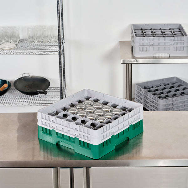Restaurantware Clean Tek Professional Green Glass Rack - 9 Compartments 1 Full Drop And 1 Half Drop Extender - 19 3/4" X 19 3/4" X 7 1/4" - 1 Count Box