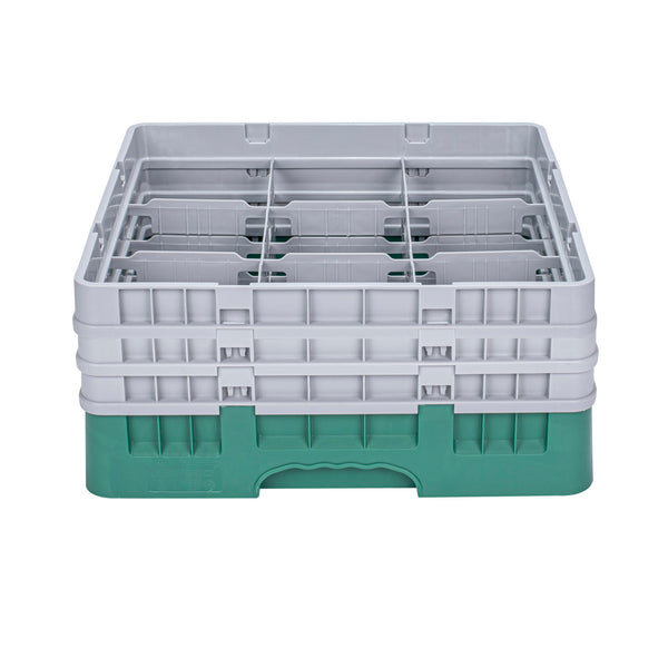 Restaurantware Clean Tek Professional Green Glass Rack - 9 Compartments 1 Full Drop And 2 Half Drop Extenders - 19 3/4" X 19 3/4" X 8 3/4" - 1 Count Box