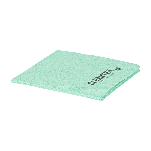 Restaurantware Clean Tek Professional Green Microfiber Cleaning / Drying Cloth - 13'' X 15'' - 100 Count Box