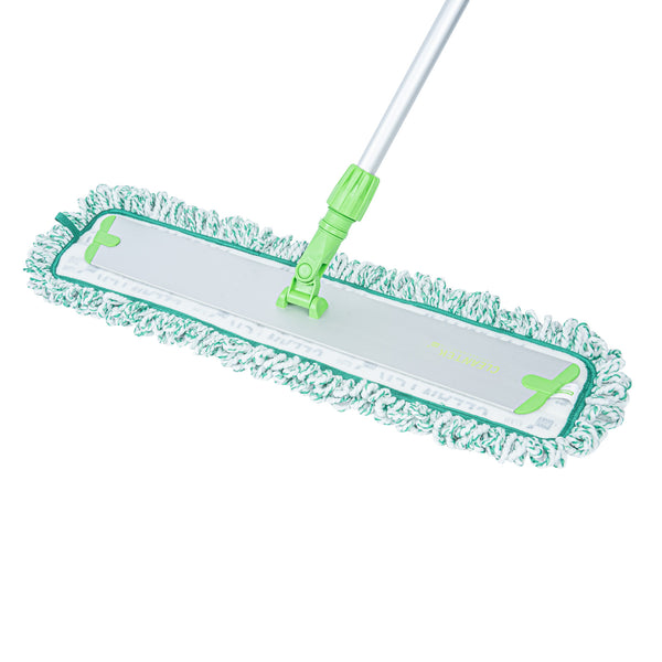 Restaurantware Clean Tek Professional Green Microfiber Fringed Dust Mop Pad - Zig Zag - 28 1/4" - 1 Count Box