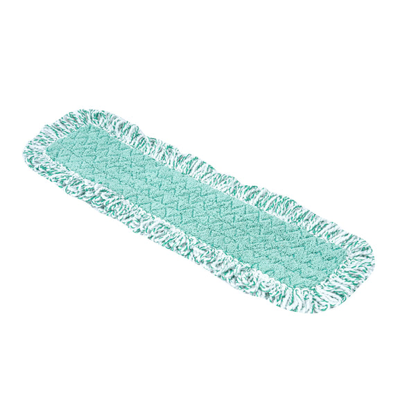 Restaurantware Clean Tek Professional Green Microfiber Fringed Dust Mop Pad - Zig Zag - 28 1/4" - 1 Count Box