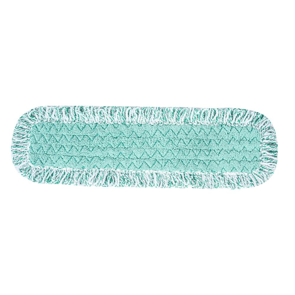 restaurantware Clean Tek Professional Green Microfiber Fringed Dust Mop Pad - Zig Zag - 28 1/4" - 1 count box