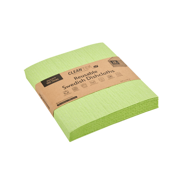 Restaurantware Clean Tek Professional Green Reusable Swedish Dishcloth - 6 3/4" X 7 3/4" - 200 Count Box