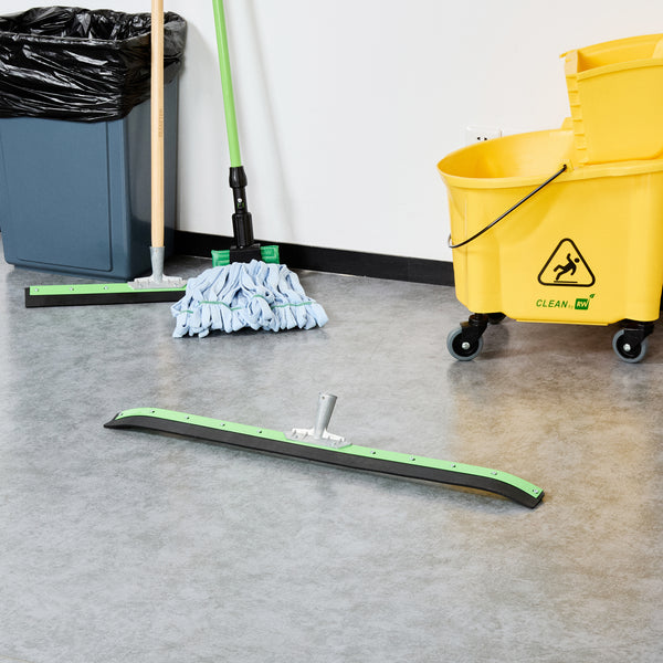 Restaurantware Clean Tek Professional Green Steel Heavy-Duty Floor Squeegee - Curved - 35 3/4" - 1 Count Box