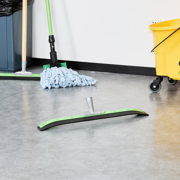 Restaurantware Clean Tek Professional Green Steel Heavy-Duty Floor Squeegee - Curved - 24" - 1 Count Box