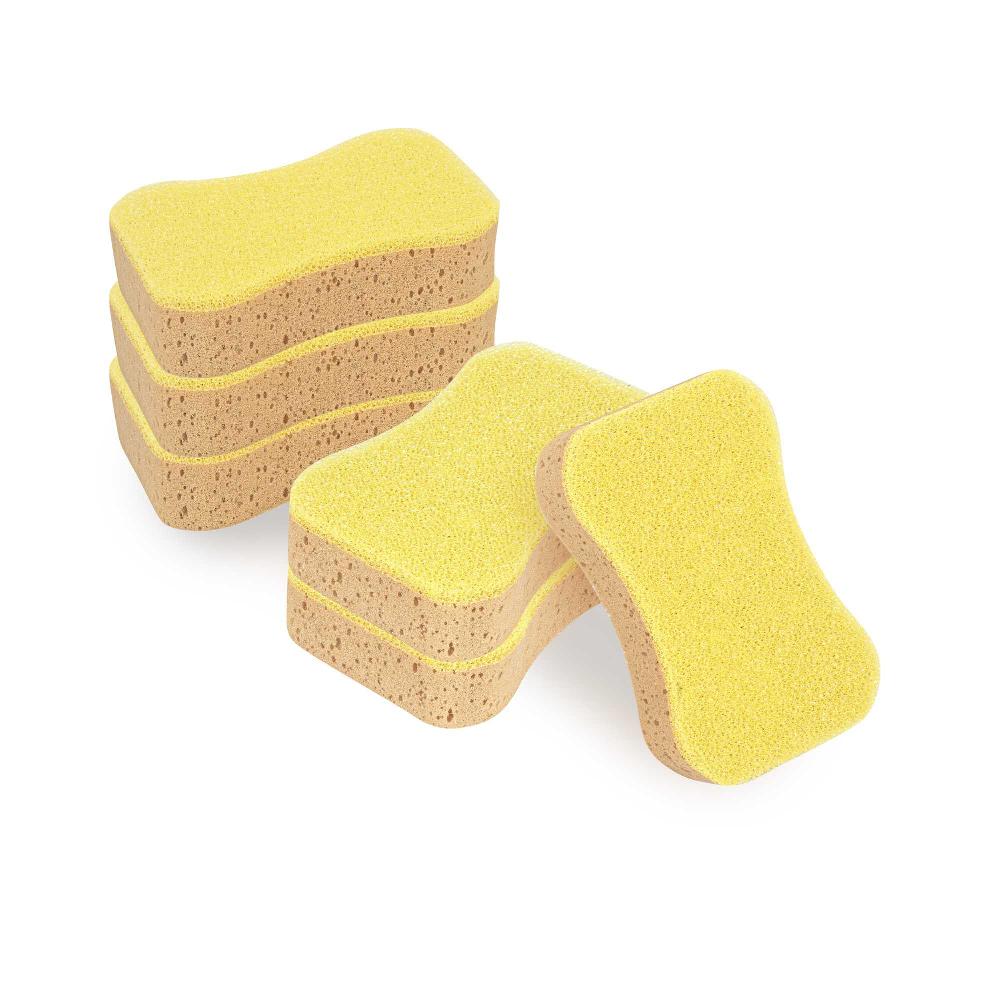 restaurantware Clean Tek Professional Jumbo Beige Grip Sponge / Yellow Scouring Pad Combo - 7 3/4" x 5" x 2 1/4" - 100 count box
