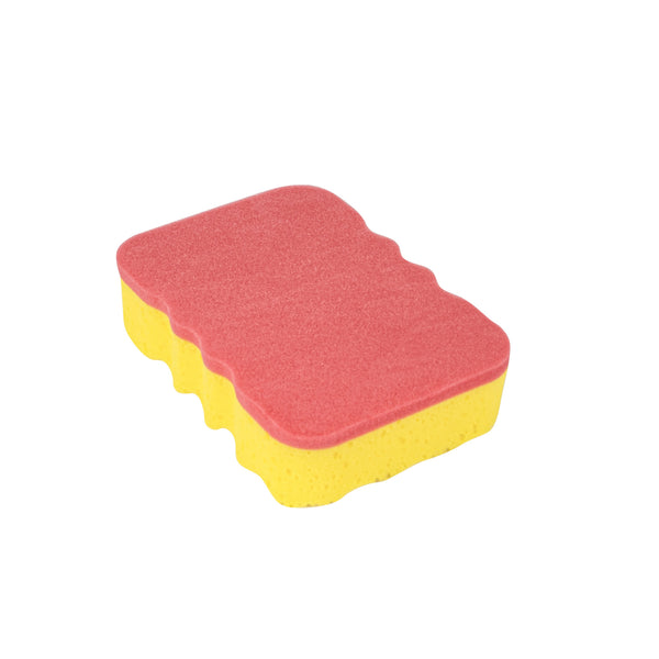 Restaurantware Clean Tek Professional Jumbo Yellow Grip Sponge / Red Scouring Pad Combo - 7 1/2" X 5" X 2" - 100 Count Box