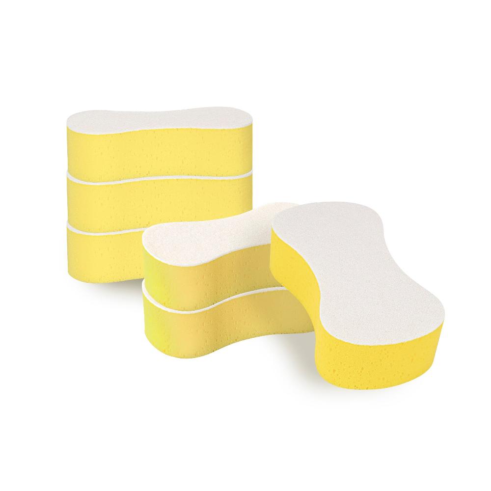 restaurantware Clean Tek Professional Jumbo Yellow Sponge / White Light-Duty Scouring Pad Combo - 9 1/2" x 5" x 2 3/4" - 100 count box