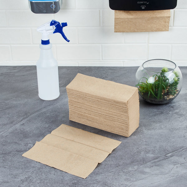 Restaurantware Clean Tek Professional Kraft M-Fold Paper Towel - 1-Ply - 9 1/2" X 9 1/4" - 4000 Count Box