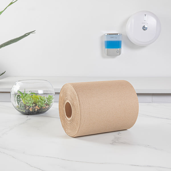 Restaurantware Clean Tek Professional Kraft Paper Towel Roll - 1-Ply - 600' X 8" - 12 Count Box