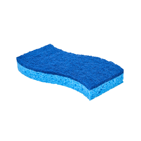 Restaurantware Clean Tek Professional Light Blue Cellulose Sponge / Dark Blue Medium-Duty Scouring Pad Combo - 6" X 3 1/2" X 3/4" - 60 Count Box