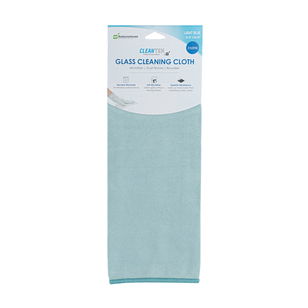 Restaurantware Clean Tek Professional Light Blue Microfiber Glass Cleaning Cloth - 15 3/4" X 15 3/4" - 100 Count Box