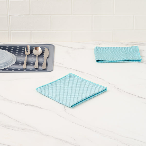 Restaurantware Clean Tek Professional Light Blue Microfiber Glass Cleaning Cloth - Diamond Weave - 15 3/4" X 15 3/4" - 100 Count Box