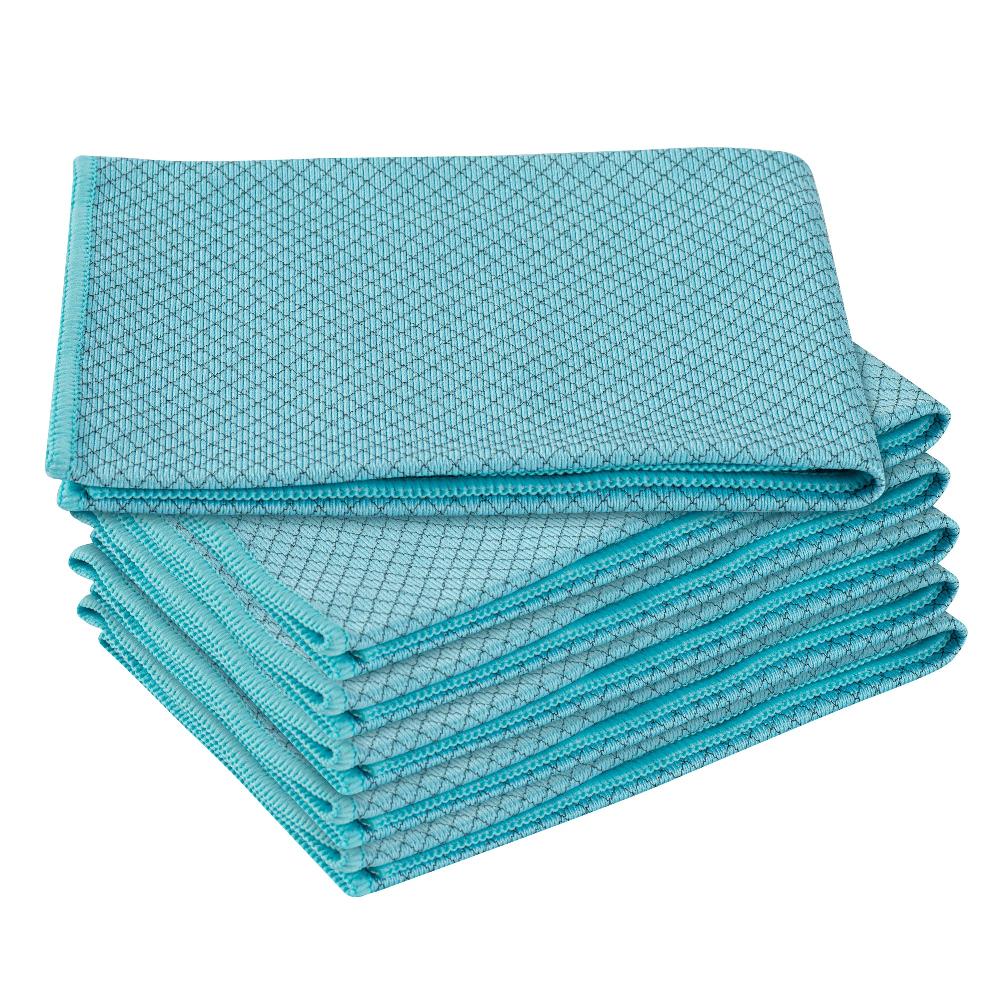 restaurantware Clean Tek Professional Light Blue Microfiber Glass Cleaning Cloth - Diamond Weave - 15 3/4" x 15 3/4" - 100 count box