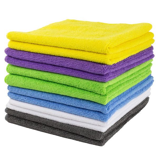Restaurantware Clean Tek Professional Microfiber Cleaning Cloth - 6 Colors - 16" X 16" - 60 Count Box