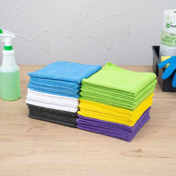 Restaurantware Clean Tek Professional Microfiber Cleaning Cloth - 6 Colors - 16" X 16" - 60 Count Box