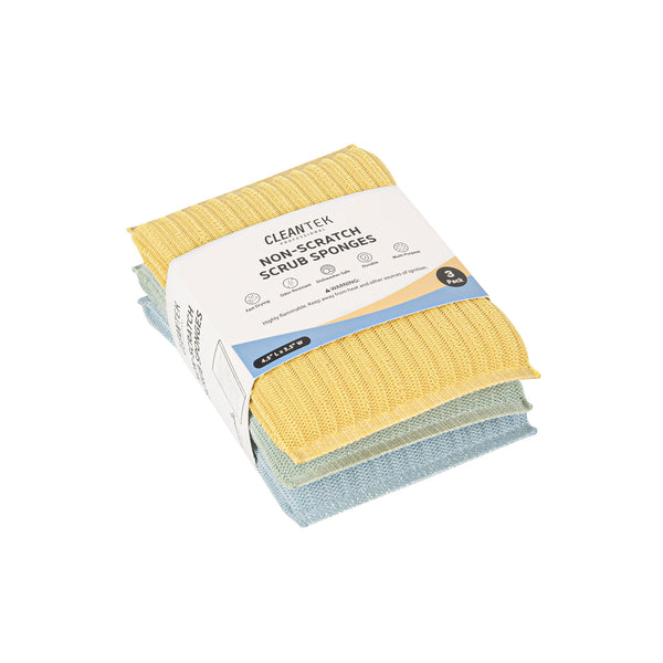 Restaurantware Clean Tek Professional Multi-Purpose Assorted Scrub Sponge - Blue Yellow And Green Non-Scratch - 4 1/2" X 3 1/2" X 3/4" - 60 Count Box