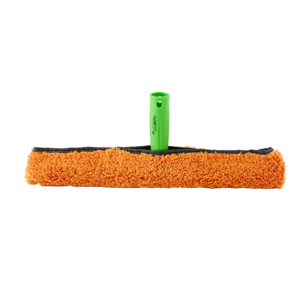 Restaurantware Clean Tek Professional Orange Microfiber Window Strip Washer Sleeve - With T-Bar Handle - 15" - 1 Count Box