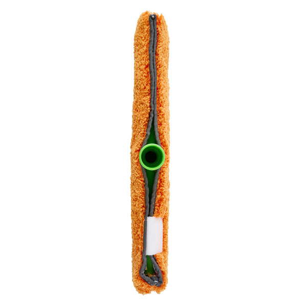 Restaurantware Clean Tek Professional Orange Microfiber Window Strip Washer Sleeve - With T-Bar Handle - 15" - 1 Count Box