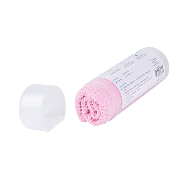 Restaurantware Clean Tek Professional Pink 3D Chamois Cloth - With Storage Tube - 25 1/4'' X 17'' - 20 Count Box